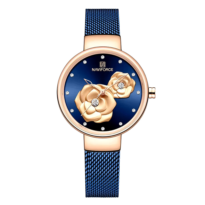 Women Watch Top Luxury Brand Steel Mesh Waterproof Ladies Watches Flower Quartz Female Wristwatch Charming Girl Clock