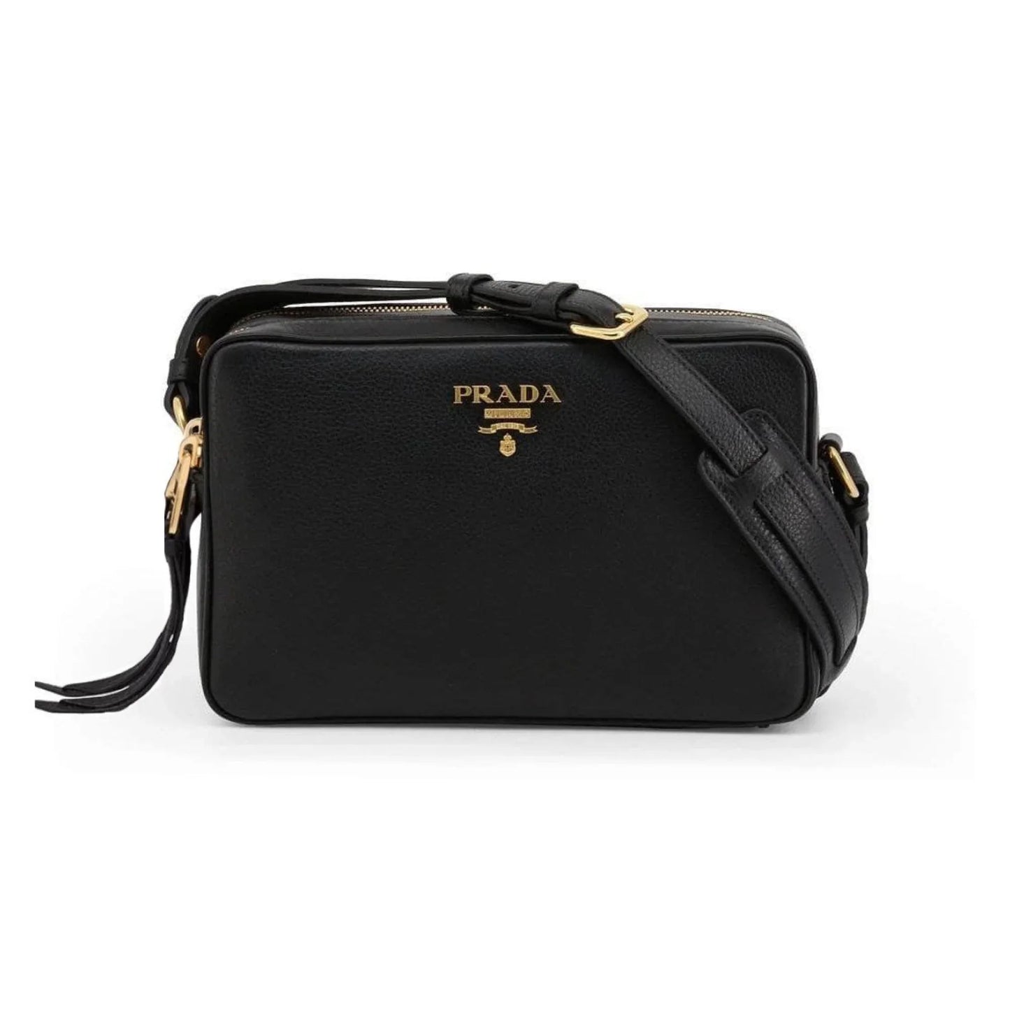 New Black Vitello Phenix Leather Double Zip Cross Body Bag 1BH079