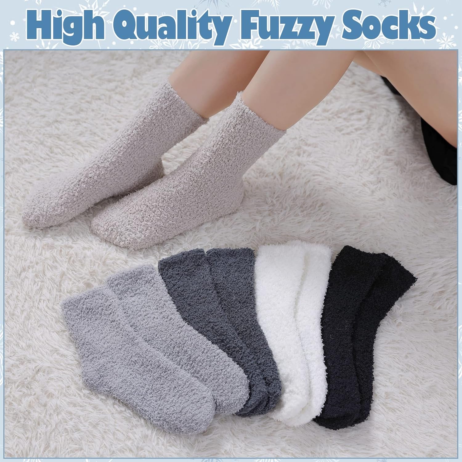 5/6 Pairs Womens Super Soft Fuzzy Plush Warm Winter Home Sleeping Slipper Socks