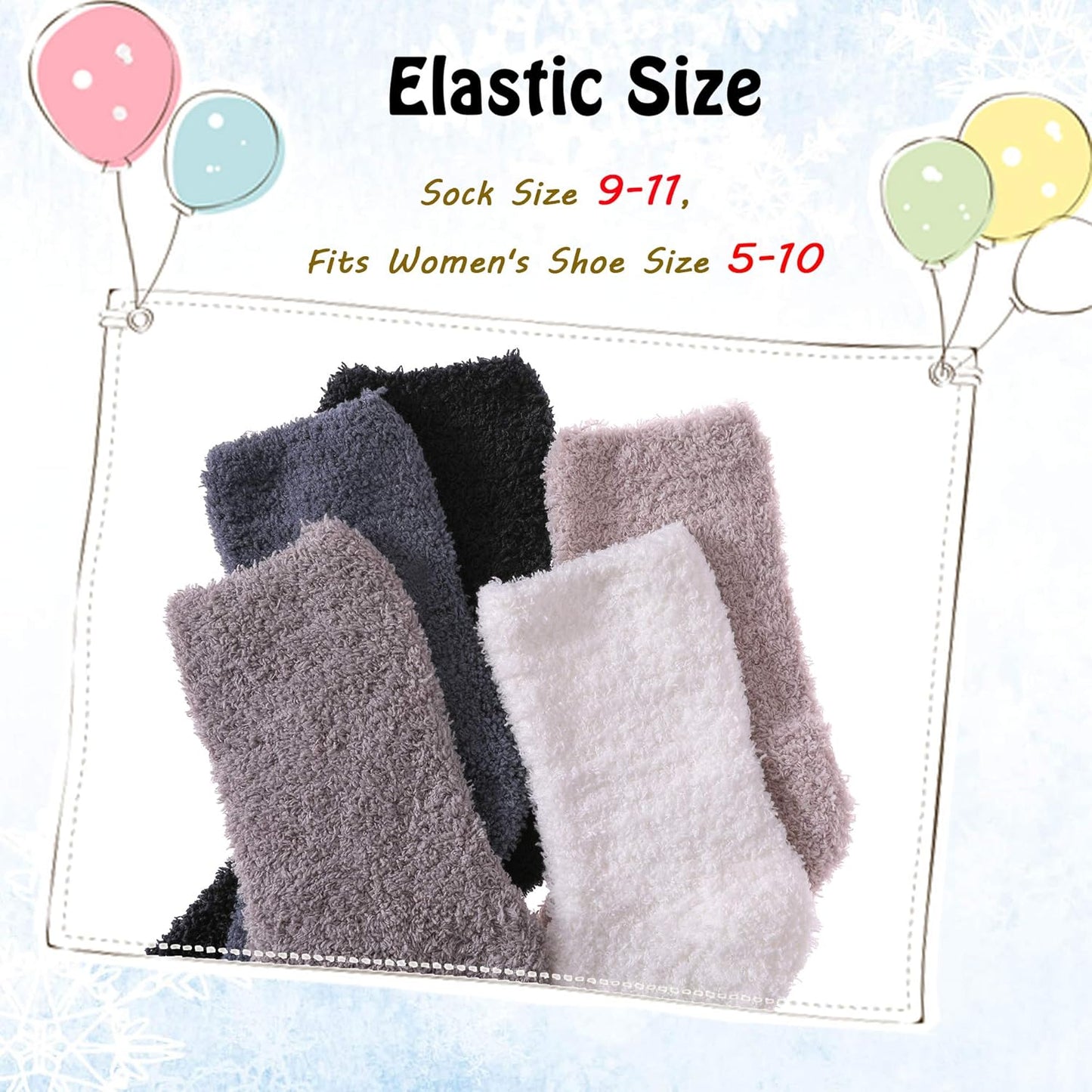 5/6 Pairs Womens Super Soft Fuzzy Plush Warm Winter Home Sleeping Slipper Socks