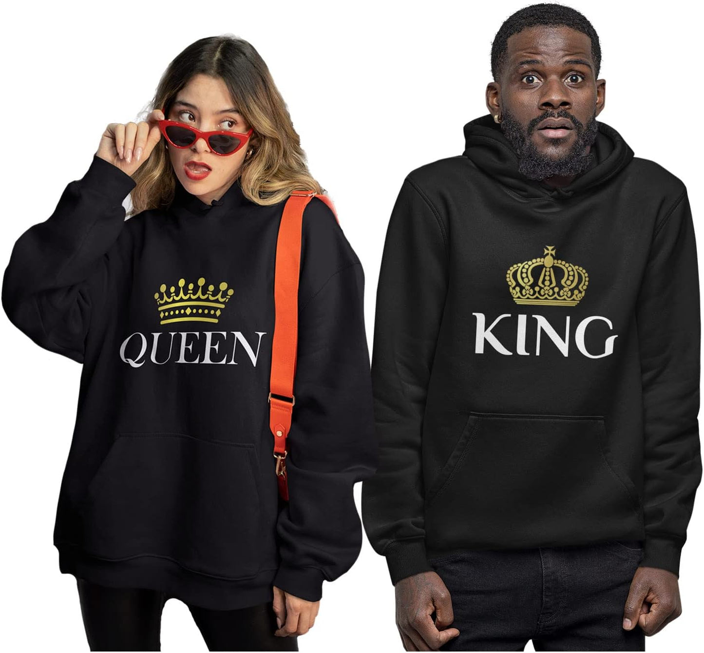 King & Queen Matching Couple Hoodie Set Valentine'S Day Gift His & Hers Women Hoodie Women Small/Men Medium,Black