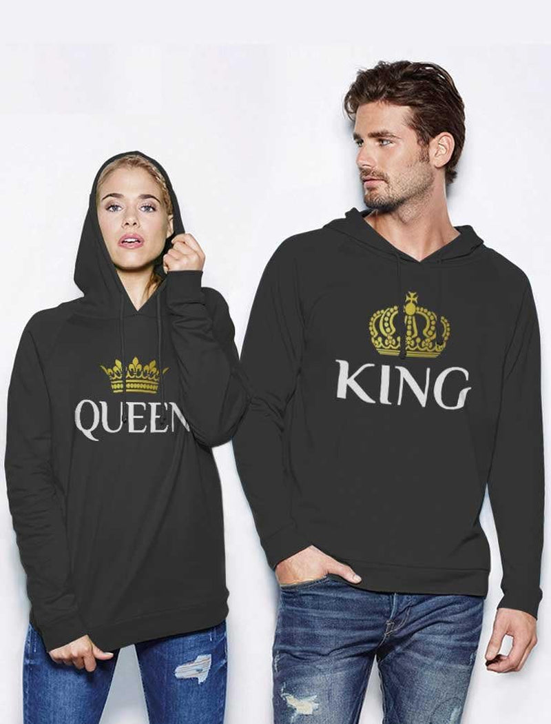 King & Queen Matching Couple Hoodie Set Valentine'S Day Gift His & Hers Women Hoodie Women Small/Men Medium,Black