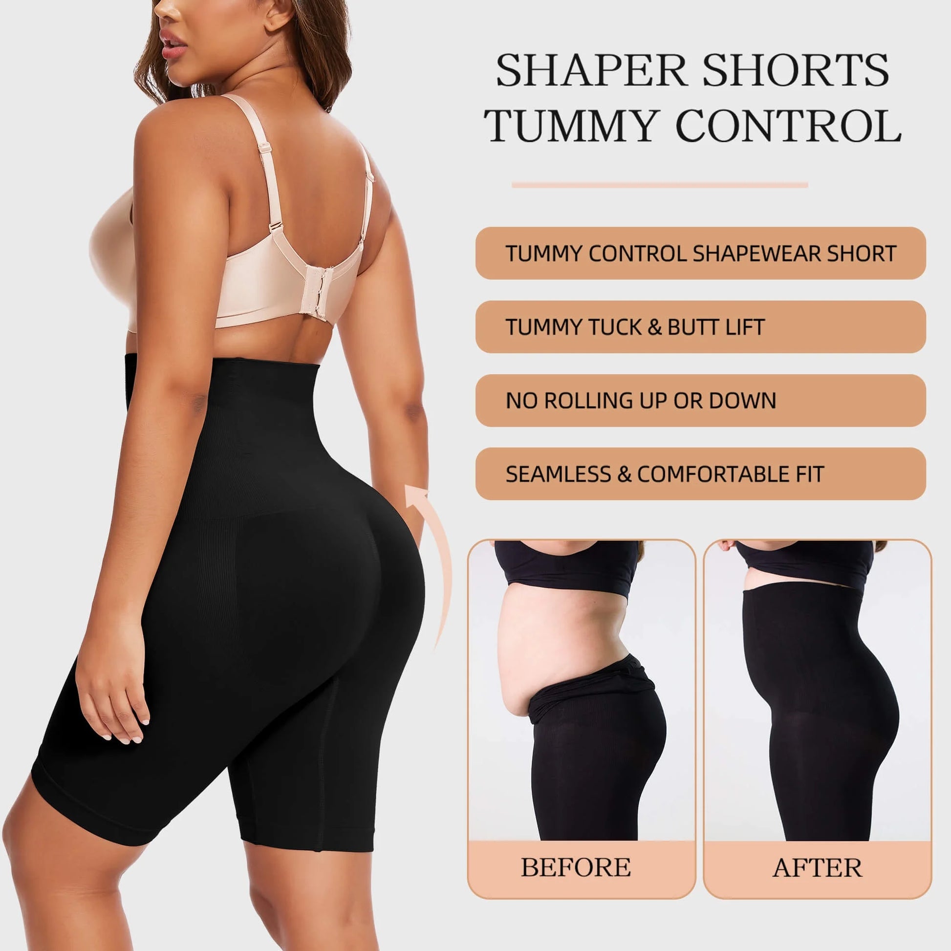 2 Pack Women Waist Trainer Shapewear Tummy Control Body Shaper Shorts Hi-Waist Butt Lifter Thigh Slimmer